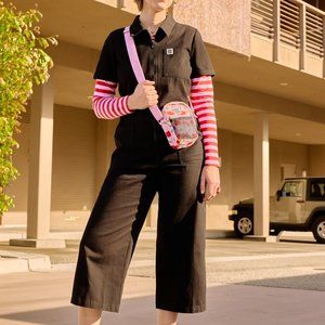 Lucy & Yak Ragan Cropped Jumpsuit US 10 / UK 12 Black Excellent Used Condition